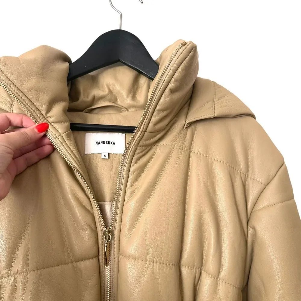 NANUSHKA Lenox Faux‎ Leather Puffer Belted Coat Sz Small